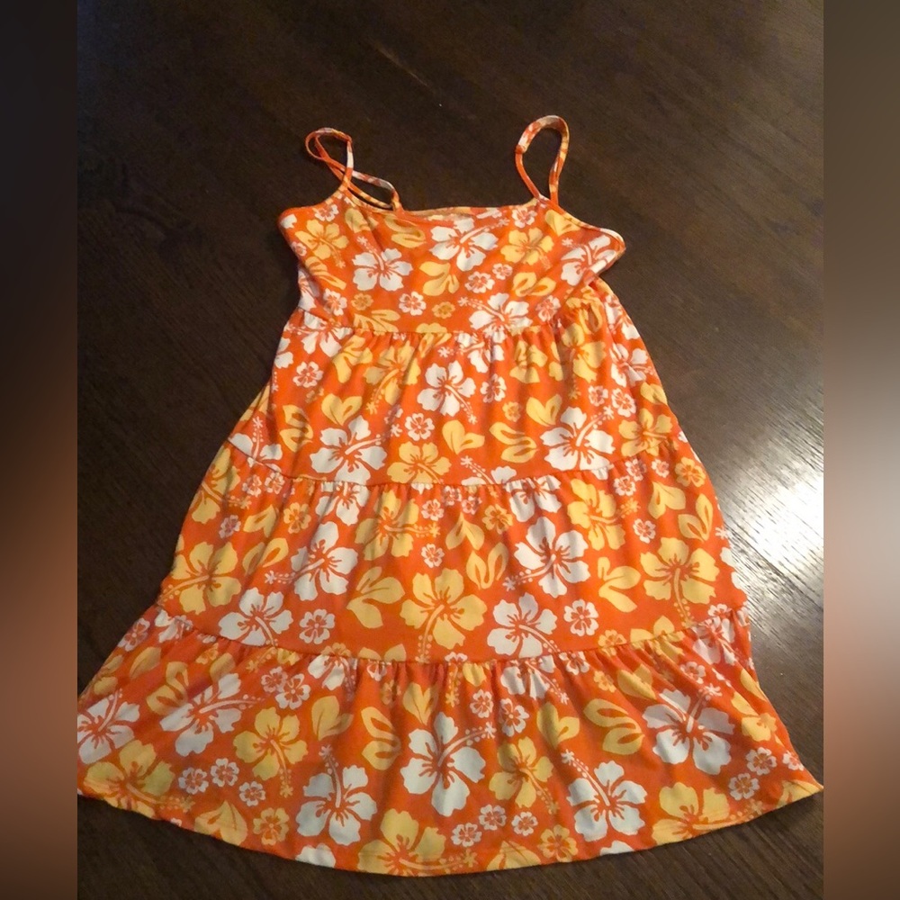 Orange flower print dress